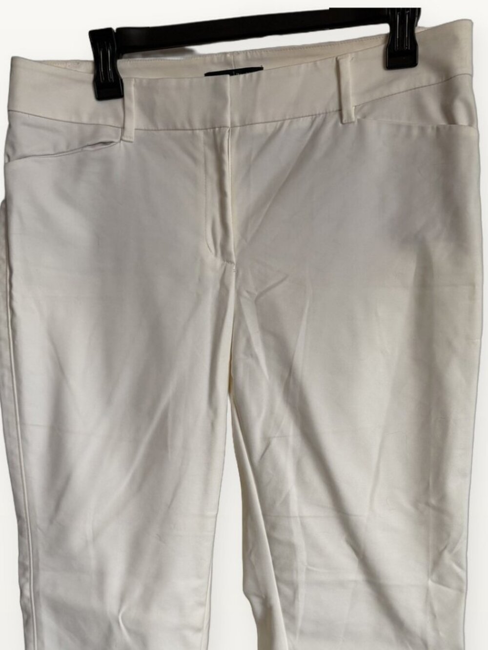 White House Black Market Perfect Form Ivory Straight Crop Pants 10